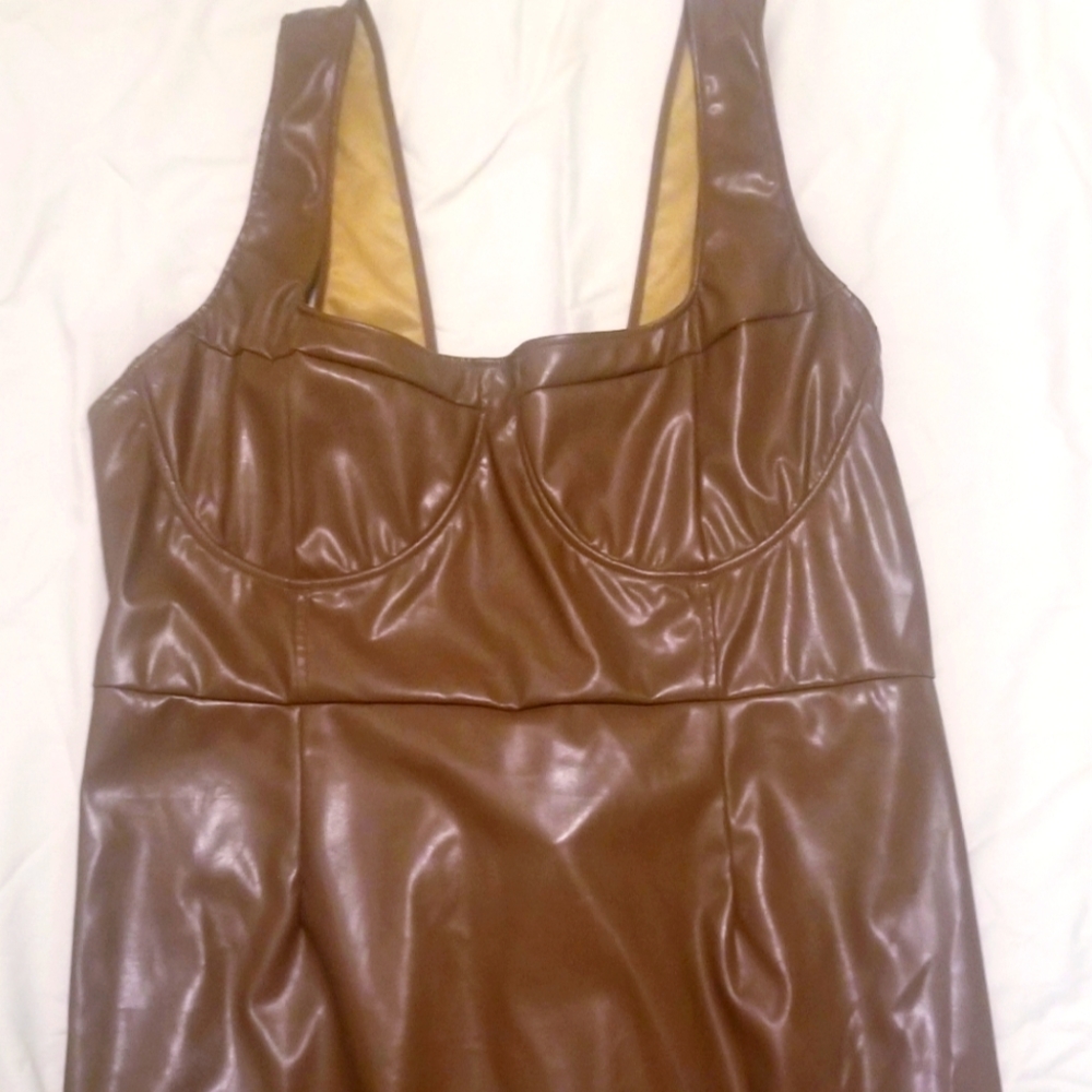 Cute Faux Leather Midi dress by Pretty little thing